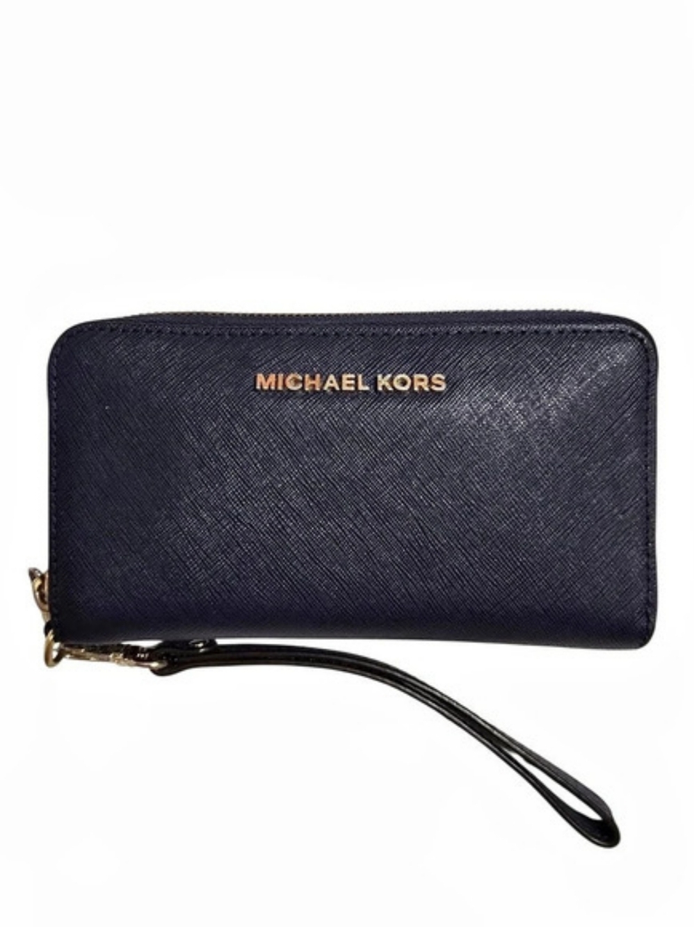 Michael Kors Navy-blue Zip-around Leather Wallet Wristlet